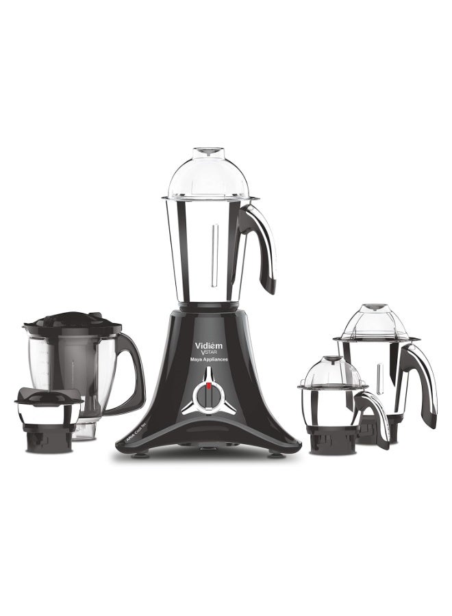 فيديم Vidiem ABS Mixer Grinder 518 A Vstar Premium 750Watt(Black) With 4 Leakproof Jars&1 Juicer Mixer Grinder|Self-Lock For Wet&Dry Spices,Chutneys&Curries|5 Years Warranty(750) - Image 1